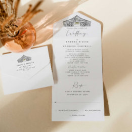 Invitation Tout En Un Mariage de réception | Cérémonie restreinte dans u