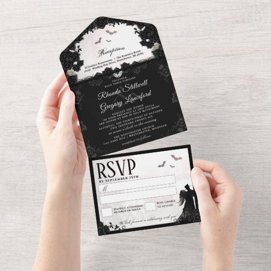 Invitation Tout En Un Mariage de romance gothique - "Ensemble avec" (Déchirure)