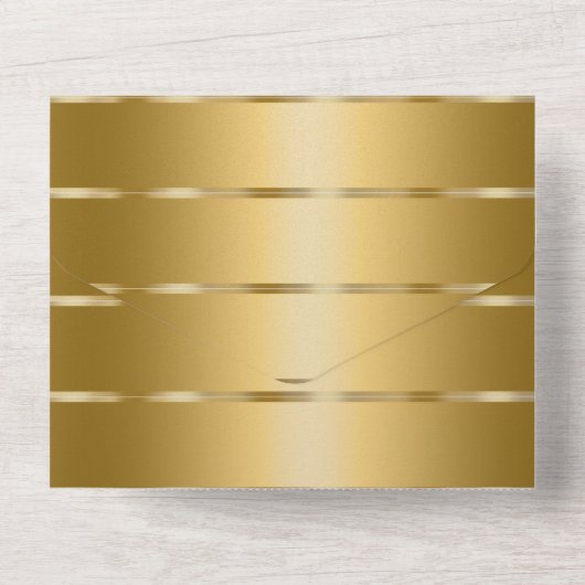 Invitation Tout En Un Mariage de ruban Or Chic (Verso)