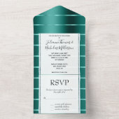 Invitation Tout En Un Mariage de ruban vert turquoise (À l'intérieur)