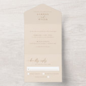 Invitation Tout En Un Mariage de script beige moderne (À l'intérieur)