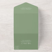 Invitation Tout En Un Mariage de script blanc Chic Sage Green (Dehors)