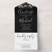 Invitation Tout En Un Mariage De Script Chic Noir Et Blanc (À l'intérieur)