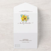 Invitation Tout En Un Mariage de script de bois de tournesol rustique (Dehors)