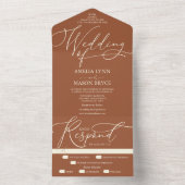 Invitation Tout En Un Mariage de script de calligraphie en terre cuite e (À l'intérieur)