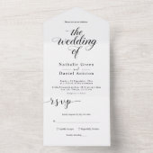Invitation Tout En Un Mariage de script de calligraphie noir et blanc (À l'intérieur)