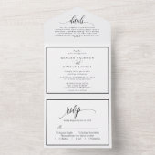 Invitation Tout En Un Mariage de script de calligraphie noir et blanc (À l'intérieur)