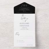 Invitation Tout En Un Mariage de script de calligraphie noir moderne (À l'intérieur)