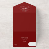 Invitation Tout En Un Mariage de script de calligraphie rouge et blanc (Dehors)