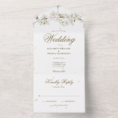 Invitation Tout En Un Mariage de script de monogramme de fleurs blanches (À l'intérieur)