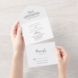 Invitation Tout En Un Mariage de script élégant de calligraphie  