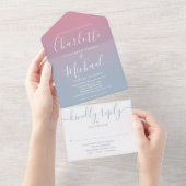 Invitation Tout En Un Mariage De Script Élégant Rose Et Dusty (Déchirure)