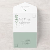 Invitation Tout En Un Mariage de script Eucalyptus moderne (Dehors)