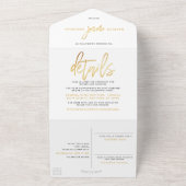 Invitation Tout En Un Mariage de script Gold Foil (Dehors)