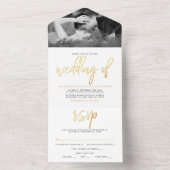 Invitation Tout En Un Mariage de script Gold Foil (À l'intérieur)