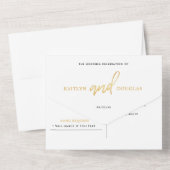 Invitation Tout En Un Mariage de script Gold Foil (Verso)