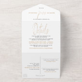 Invitation Tout En Un Mariage de script Gold Foil (Dehors)