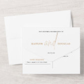 Invitation Tout En Un Mariage de script Gold Foil (Verso)