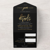 Invitation Tout En Un Mariage de script Gold Foil (Dehors)