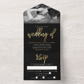 Invitation Tout En Un Mariage de script Gold Foil (À l'intérieur)