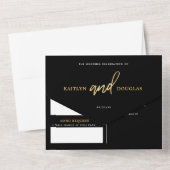Invitation Tout En Un Mariage de script Gold Foil (Verso)