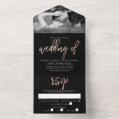 Invitation Tout En Un Mariage de script Gold Rose moderne (À l'intérieur)