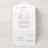 Invitation Tout En Un Mariage de script Gold Rose moderne (Dehors)