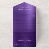 Invitation Tout En Un Mariage de script moderne en verre violet (Dehors)