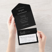 Invitation Tout En Un Mariage de script moderne noir tout en une invitat (Déchirure)
