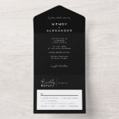 Invitation Tout En Un Mariage de script moderne noir tout en une invitat (À l'intérieur)