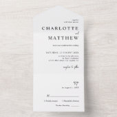 Invitation Tout En Un Mariage de script noir et blanc (À l'intérieur)