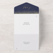 Invitation Tout En Un Mariage De Script Parties scintillant Bleu Et Or M (Dehors)
