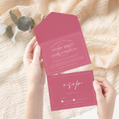 Invitation Tout En Un Mariage de script rose magenta minimal
