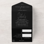 Invitation Tout En Un Mariage de script Silver moderne (Dehors)