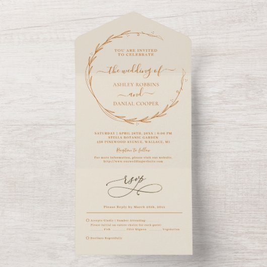 Invitation Tout En Un Mariage de script tout en un (À l'intérieur)