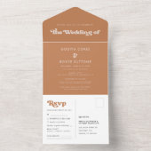 Invitation Tout En Un Mariage de sucre brun rétro élégant (À l'intérieur)