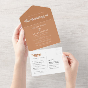 Invitation Tout En Un Mariage de sucre brun rétro élégant