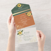 Invitation Tout En Un Mariage de Sunflower de Terracotta (Déchirure)