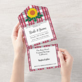 Invitation Tout En Un Mariage de tarte blanc gris rouge (Déchirure)