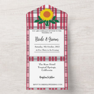 Invitation Tout En Un Mariage de tarte blanc gris rouge