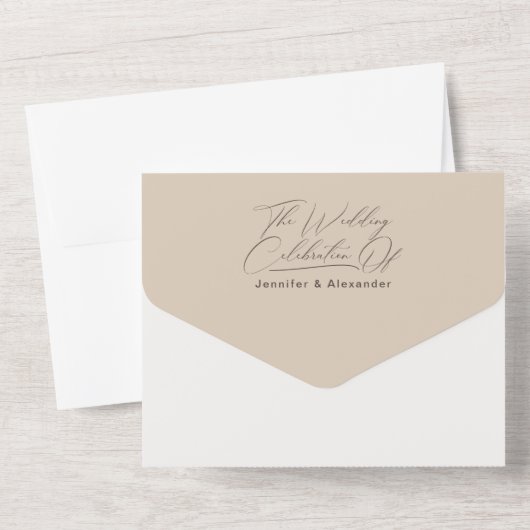 Invitation Tout En Un Mariage De Taupe Simple Tout En Un Inv (Verso)