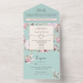 Invitation Tout En Un Mariage de Toile Florale romantique (À l'intérieur)