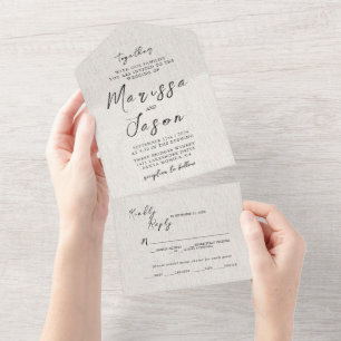 Invitation Tout En Un Mariage de toile simple et élégant