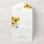 Invitation Tout En Un Mariage de tournesol à l'aquarelle boho minimale (Dehors)