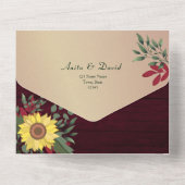 Invitation Tout En Un Mariage de tournesol de Bourgogne rustique (Verso)