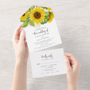 Invitation Tout En Un Mariage de tournesol de pays tous en une invitatio