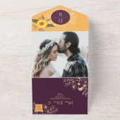 Invitation Tout En Un Mariage de tournesol jaune et violet (Dehors)