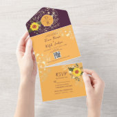 Invitation Tout En Un Mariage de tournesol jaune et violet (Déchirure)