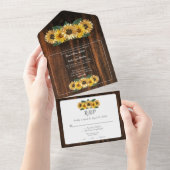 Invitation Tout En Un Mariage de tournesol rustique (Déchirure)