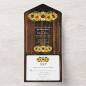 Invitation Tout En Un Mariage de tournesol rustique (À l'intérieur)